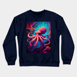 Pink Octopus Illustration Crewneck Sweatshirt